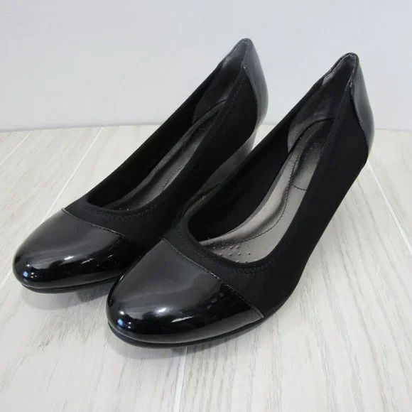 LifeStride Women's Juliana Stretch Wedge Pump -Size 9.5Cap Toe-Shine Black Upper - Picture 2 of 13